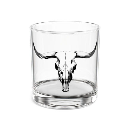 Texas Longhorn Whiskey Glass, 10oz Western Bar Glassware Cowboy Mixed Drink Custom Bourbon Glass Cattle Skull Drink Glass