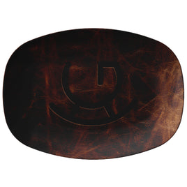 CUSTOM CATTLE BRAND Branded Leather Looking Polymer Serving Platter