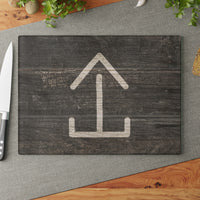 PERSONALIZED CATTLE BRAND Glass Cutting Board Vintage Rustic Weathered Wood Design