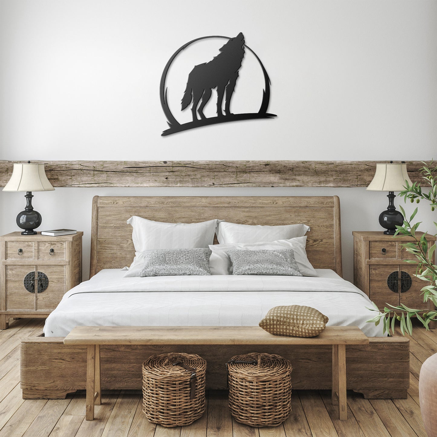 Howling Wolf Metal Wall Art Steel Wildlife Metal Wall Decor Patio Outdoor Artwork Coyote Cutout Artwork