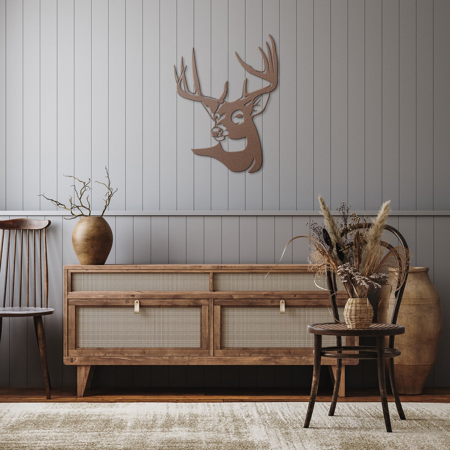 Whitetail Buck Metal Wall Art Western Cabin Hunting Lodge Wall Decor Outdoorsmen Man Cave Wildlife Artwork