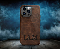 Personalized Monogram Custom Branded Leather Looking Tough Case for iPhone