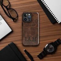 Personalized Monogram Custom Branded Leather Looking Tough Case for iPhone