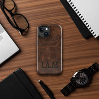 Personalized Monogram Custom Branded Leather Looking Tough Case for iPhone