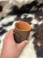 Leather Cattle Brand Custom Personalized Leather Beer Holder Western Country Gift for Ranchers Insulated Beverage Holder