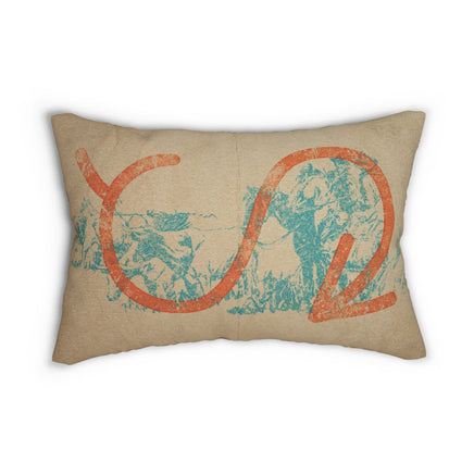 CUSTOM CATTLE BRAND Blue and Orange Distressed Print Cowboy Scene Polyester Lumbar Pillow Rustic Western Rustic Home Decor Throw Pillow