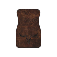 Longhorn Skull Set of 4 Universal Car Mats Rustic Western Truck Accessories Front and Back Four Door Floor Mats Cowboy Gift Idea for Pick Up