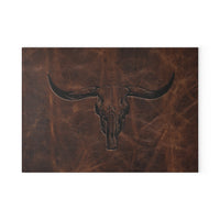 Longhorn Glass Cutting Board Texas Longhorn Skull Cattle Rancher Rustic Kitchen Accessory Western Home Decor Brown Leather Print