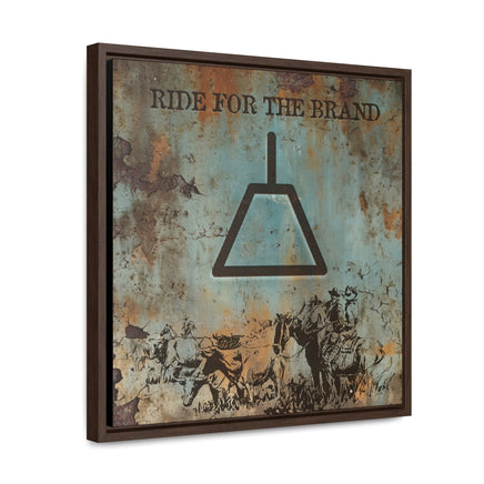 CUSTOM CATTLE BRAND Ride For The Brand Gallery Canvas Wraps Square Wood Frame Vintage Retro Branding Iron Wall Decor Rustic Western Design