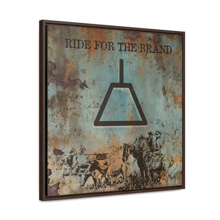 CUSTOM CATTLE BRAND Ride For The Brand Gallery Canvas Wraps Square Wood Frame Vintage Retro Branding Iron Wall Decor Rustic Western Design