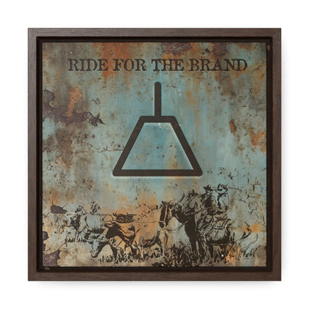 CUSTOM CATTLE BRAND Ride For The Brand Gallery Canvas Wraps Square Wood Frame Vintage Retro Branding Iron Wall Decor Rustic Western Design