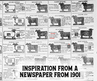 CUSTOM CATTLE BRAND Early 1900's Era Vintage Old Newspaper Historic Framed Canvas