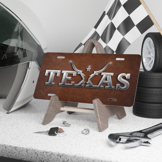 Texas Longhorn License Plate Cowboy Western Rancher State of Texas Custom Vanity Plate for Car or Truck Show Truck Accessories