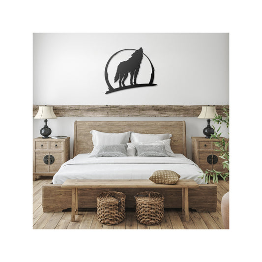 Howling Wolf Metal Wall Art Steel Wildlife Metal Wall Decor Patio Outdoor Artwork Coyote Cutout Artwork Predator Hunter Rustic Decorations