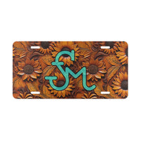 Stamped Sunflower Brand License Plate Cowboy Western Rancher Personalized Livestock Brand License Plate for Car or Truck