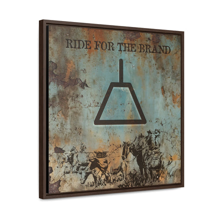 CUSTOM CATTLE BRAND Ride For The Brand Gallery Canvas Wraps Square Wood Frame Vintage Retro Branding Iron Wall Decor Rustic Western Design