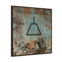 CUSTOM CATTLE BRAND Ride For The Brand Gallery Canvas Wraps Square Wood Frame Vintage Retro Branding Iron Wall Decor Rustic Western Design