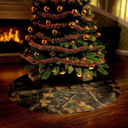 Camo Round Christmas Tree Skirt Hunting Lodge Decorations Hunter Outdoorsman Holiday Decorations Camouflage Decor For Hunting Cabin