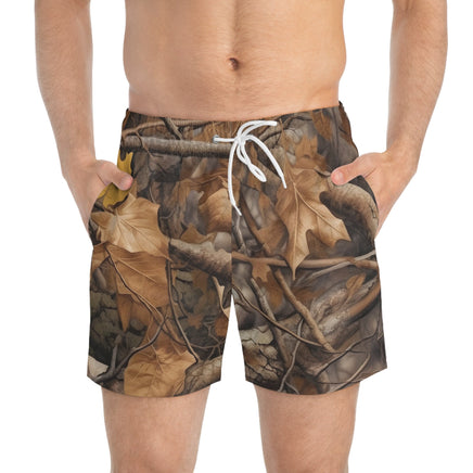 Camo Swim Trunks Camouflage Swimming Shorts for Hunters and Outdoorsmen Fall Colored Custom Swim Wear Unique Gift Idea