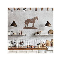 Horse Standing Rustic Western Wall Art for Ranch Lodge Cabin Cowboy Vintage Art Wall Decor Equestrian Riding Metal Artwork Cutout Art