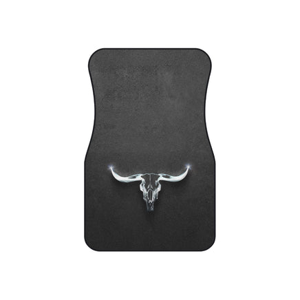 Texas Longhorn Front Car Mats (2x Front) Chrome Looking Universal Car Floor Mats Western Truck Accessories Ranchers Gift Idea Custom Vehicle