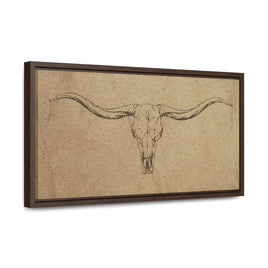 Vintage Texas Longhorn Canvas Rustic Western Wall Decor Premium Luxury Wood Framed Canvas Prints Cattle Ranch House Warming Gift Idea