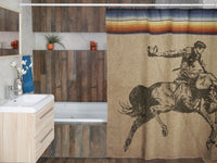 Cowboy Bronc Rider Shower Curtain Ranch House Rodeo Country Western Bathroom Decor Housewarming Gift Polyester Shower Curtain