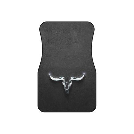 Texas Longhorn Front Car Mats (2x Front) Chrome Looking Universal Car Floor Mats Western Truck Accessories Ranchers Gift Idea Custom Vehicle