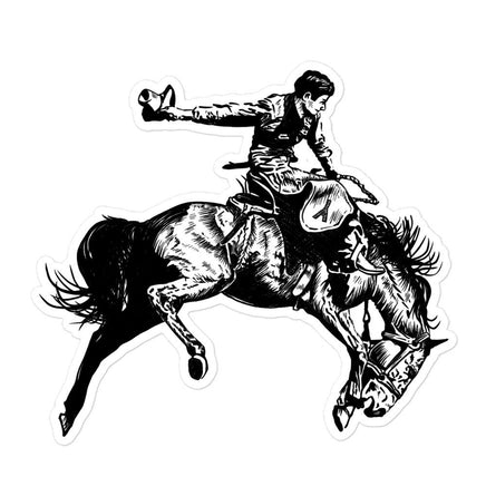 Vintage Saddle Bronc Rider Country Western Rodeo Art Decal Cowboy Sticker Gift Idea Retro Cowboy Rodeo Artwork