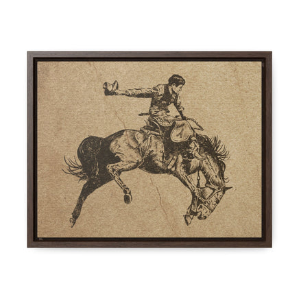 Vintage Rodeo Cowboy Bronc Rider Canvas Rustic Western Wall Decor Premium Wood Framed Canvas Prints Cattle Ranch House Warming Gift Idea