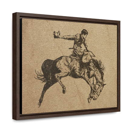 Vintage Rodeo Cowboy Bronc Rider Canvas Rustic Western Wall Decor Premium Wood Framed Canvas Prints Cattle Ranch House Warming Gift Idea