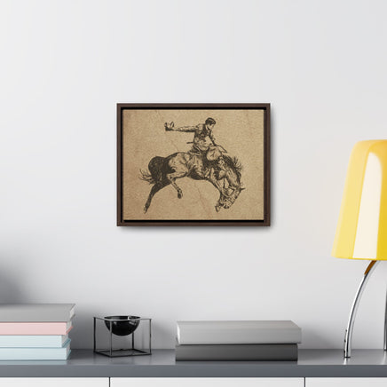 Vintage Rodeo Cowboy Bronc Rider Canvas Rustic Western Wall Decor Premium Wood Framed Canvas Prints Cattle Ranch House Warming Gift Idea