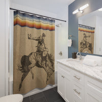 Cowboy Bronc Rider Shower Curtain Ranch House Rodeo Country Western Bathroom Decor Housewarming Gift Polyester Shower Curtain