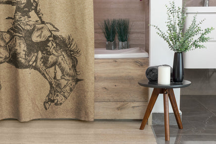 Cowboy Bronc Rider Shower Curtain Ranch House Rodeo Country Western Bathroom Decor Housewarming Gift Polyester Shower Curtain