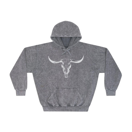 Texas Longhorn Western Rustic Stone Washed Unisex Mineral Wash Hoodie Unique Cowboy Vintage Western Hooded Sweatshirt