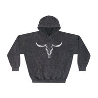 Texas Longhorn Western Rustic Stone Washed Unisex Mineral Wash Hoodie Unique Cowboy Vintage Western Hooded Sweatshirt