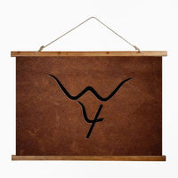 CUSTOM CATTLE BRAND Wood Topped Wall Tapestry Western Wall Decor Livestock Branding Iron Artwork Boho Rustic Cowboy Decor Ranch Lodge Decor