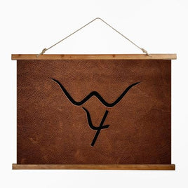 CUSTOM CATTLE BRAND Wood Topped Wall Tapestry Western Wall Decor Livestock Branding Iron Artwork Boho Rustic Cowboy Decor Ranch Lodge Decor