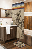 Cowboy Bronc Rider Shower Curtain Ranch House Rodeo Country Western Bathroom Decor Housewarming Gift Polyester Shower Curtain