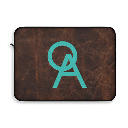 Padded Laptop Sleeve CUSTOM CATTLE BRAND Turquoise Printed Leather Pattern Personalized Western Computer Case Computer Protective Case