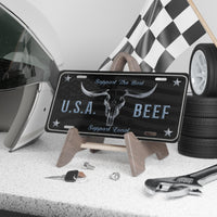 USA Beef Support Local License Plate Cowboy Western Rancher Personalized Livestock License Plate Patriotic Cattle Producers Truck Accessory