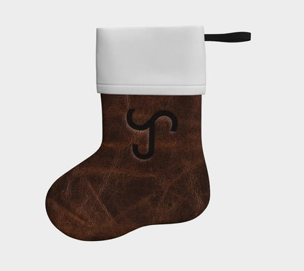 CUSTOM CATTLE BRAND Holiday Stocking Rustic Western Christmas Decorations Leather Pattern Printed Cowboy Ranch Livestock Brand Stocking