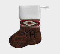 CUSTOM CATTLE BRAND Holiday Stocking Western Ranch Holiday Christmas Decorations for Rustic Lodge Cowboy Ranching Themed Interior Design