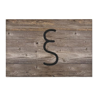 CUSTOM CATTLE BRAND Area Rug Personalized Livestock Branding Iron Weathered Wood Pattern Inside Rug Rustic Western Home Decor