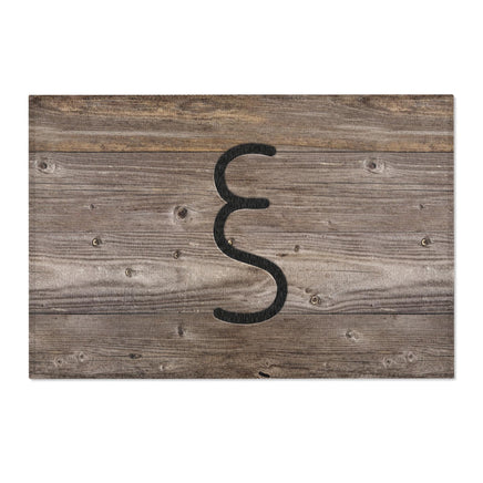 CUSTOM CATTLE BRAND Area Rug Personalized Livestock Branding Iron Weathered Wood Pattern Inside Rug Rustic Western Home Decor