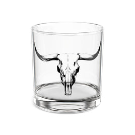 Texas Longhorn Whiskey Glass, 10oz Western Bar Glassware Cowboy Mixed Drink Custom Bourbon Glass Cattle Skull Drink Glass