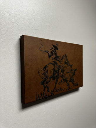 Cowboy Cattle Drive Vintage Art Laser Engraved Leatherette Wall Decor Rustic Leather Raised Wall Art for Ranch or Western Themed Room Decor