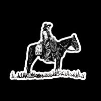 Western Cowboy Stickers Hand Drawn Rustic Vintage Old Cowboy Vinyl Decal Rancher Gift Idea Rider Horseback Car Decal Sticker
