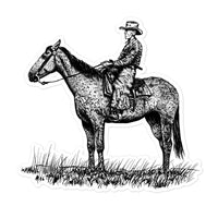 Cowboy Horseback Western Vinyl Sticker Rustic Rancher Riding Horse Vintage Hand Drawn Decal Authentic Cowboy Artwork