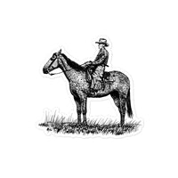 Cowboy Horseback Western Vinyl Sticker Rustic Rancher Riding Horse Vintage Hand Drawn Decal Authentic Cowboy Artwork